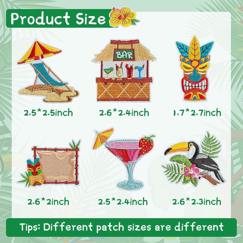 RF-patch 32 Pcs Summer Beach Iron on Patches, Embroidered Summer Iron on/Sew on Patches for Clothes, Hats, Dress, Backpacks - Image 2